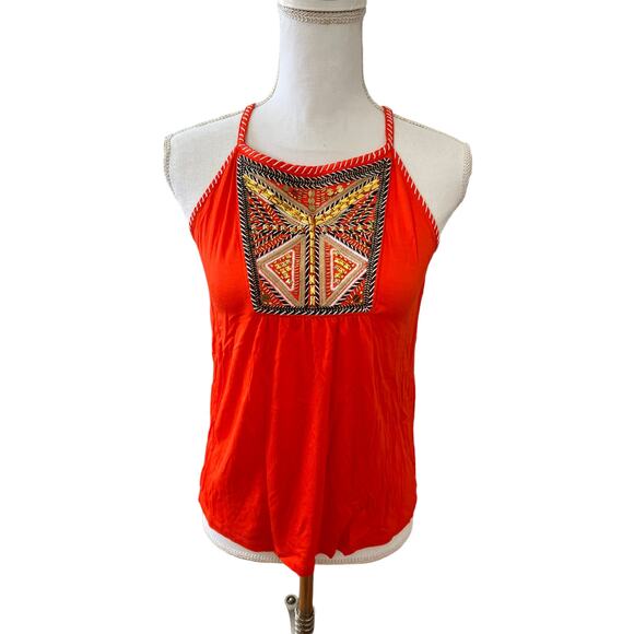 INC International Concepts bright orange beaded tank top S - Picture 1 of 5